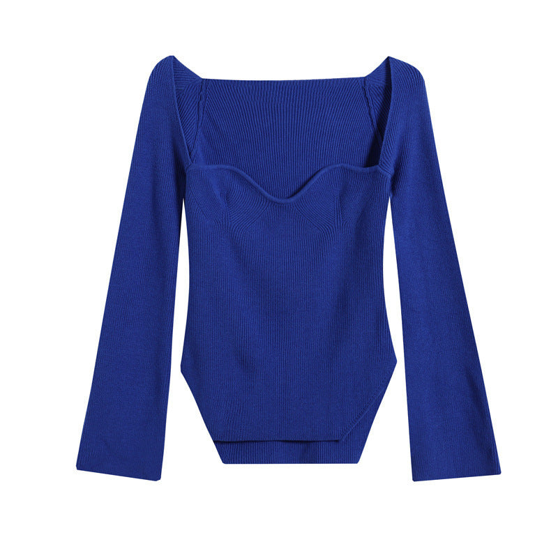 African-Style Fall/Winter Off-The-Shoulder Basic Knitting Sweater Top