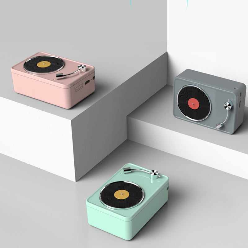 Retro Vinyl Record Bluetooth Speaker - Portable Wireless Sound