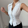 Women Summer Striped Sleeveless Shirt Top