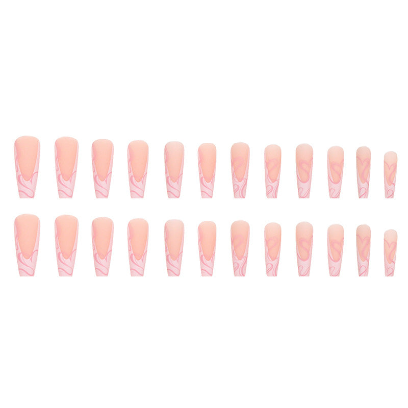 Heart Stripe Press On Nails