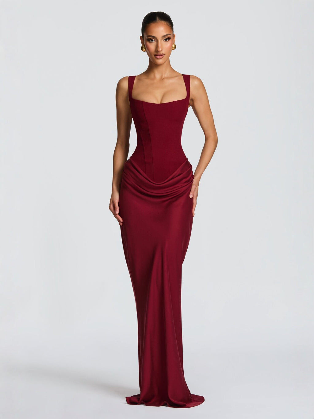 Women Spring Color Square Neck Sleeveless Patchwork Pleated Sexy Bodycon Dress