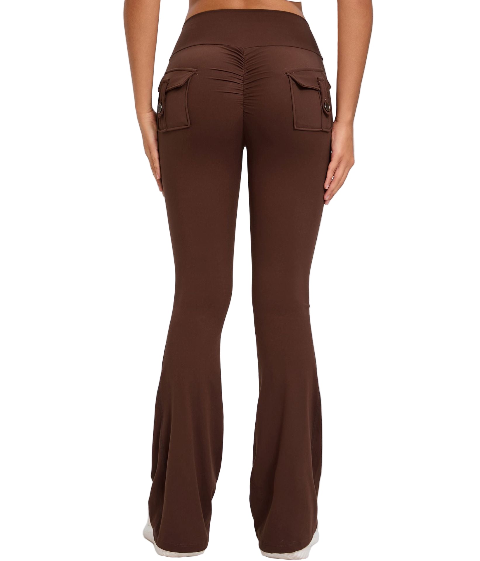 Women's Scrunch Butt Yoga Flared Pants - High Waist Workout Leggings with Pockets