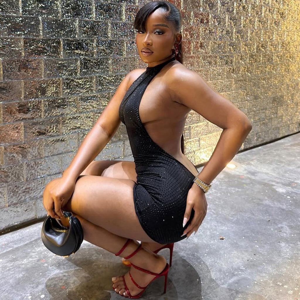 Women's Spring Sexy Low Back Halter Neck Tight-Fit Romper