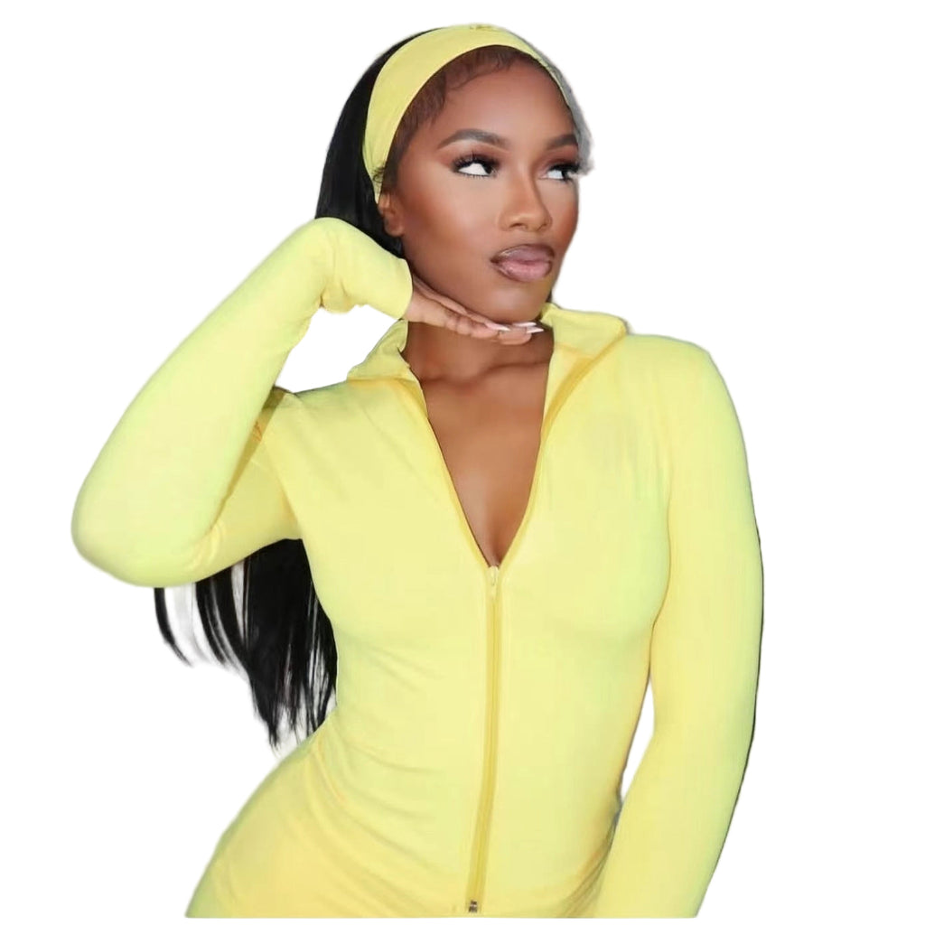 Top Casual Trousers Fashion Hair Band Three-piece Set