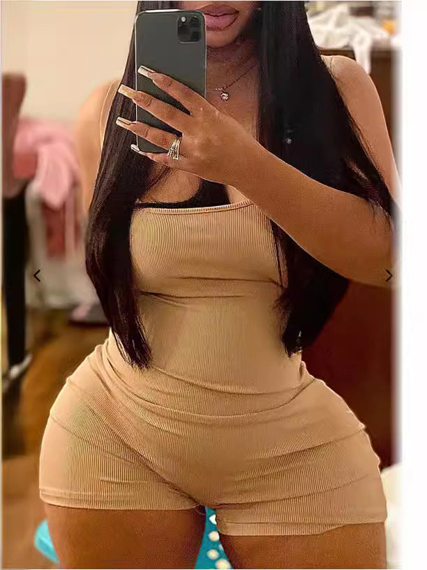 Women Sleeveless Backless Solid Jumpsuit