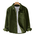 Men's Winter Corduroy Shirt with Pocket - Lapel Button Long Sleeve Top
