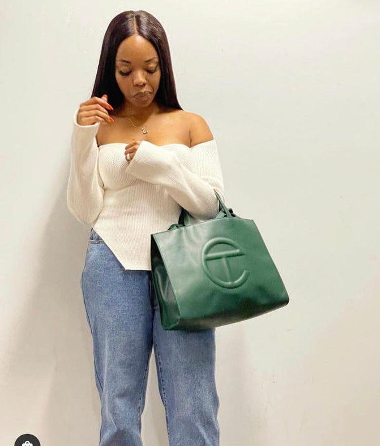 African-Style Fall/Winter Off-The-Shoulder Basic Knitting Sweater Top