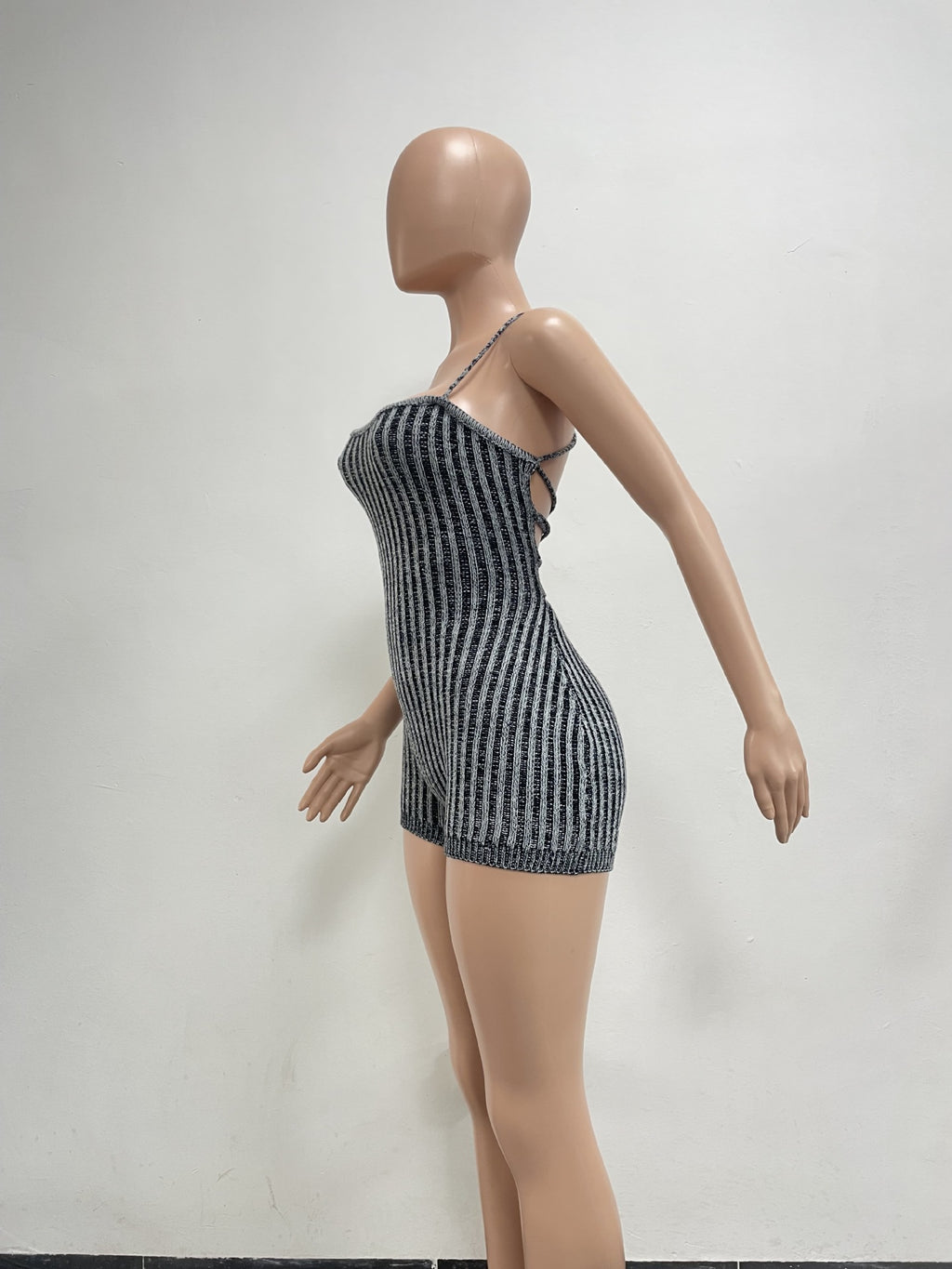 Women Casual Backless Lace-Up Knitting Jumpsuit