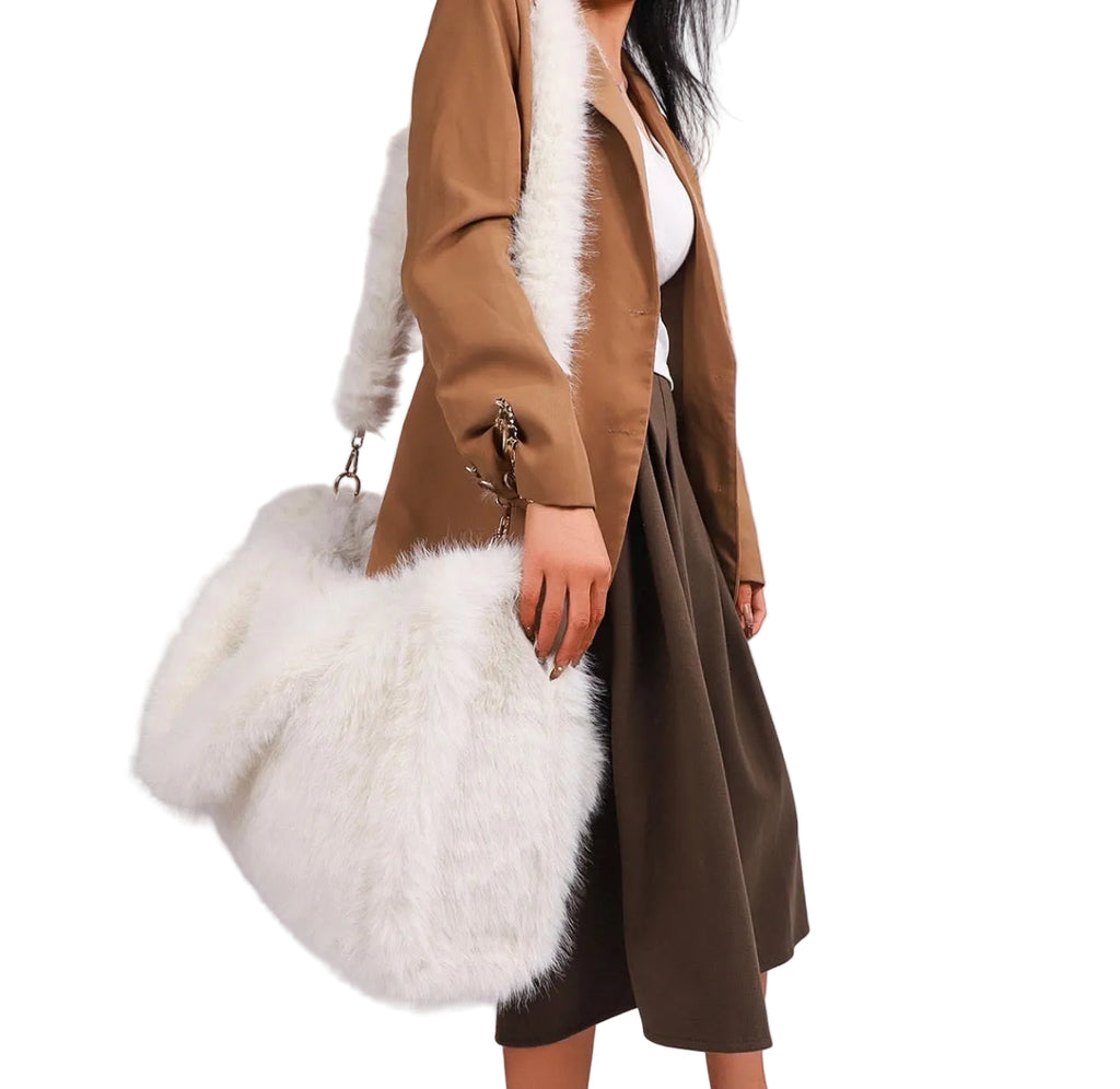 Women's Strap Imitation Fox Fur Large Capacity Tote Bag
