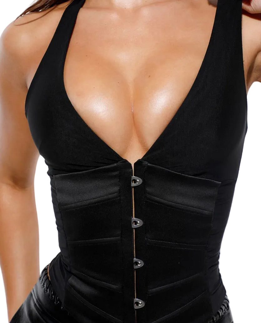 Women Autumn/Winter Sexy Backless Halter Neck V-Neck Top