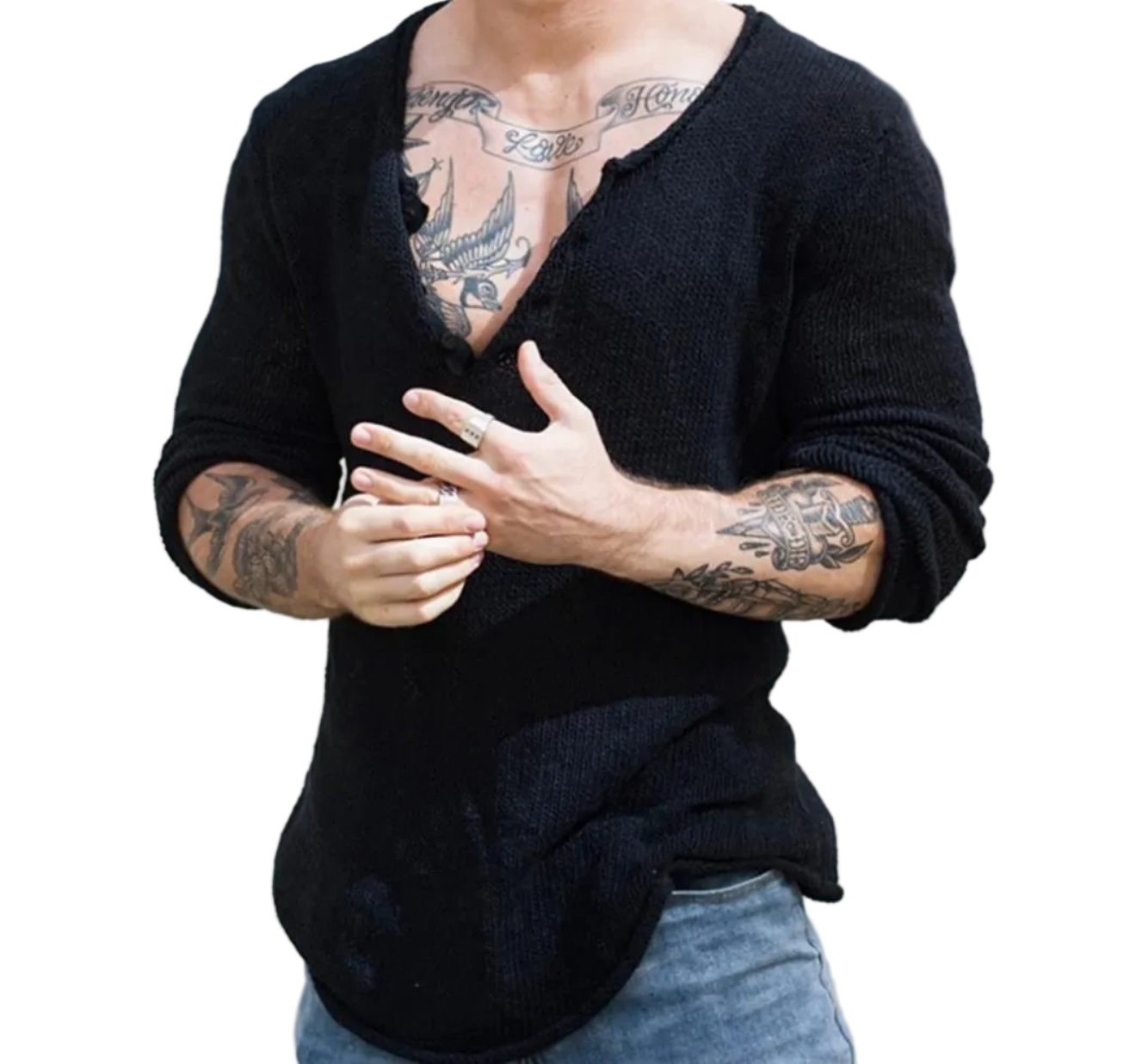 Men's Knit V-Neck Top - Classic Layering Essential