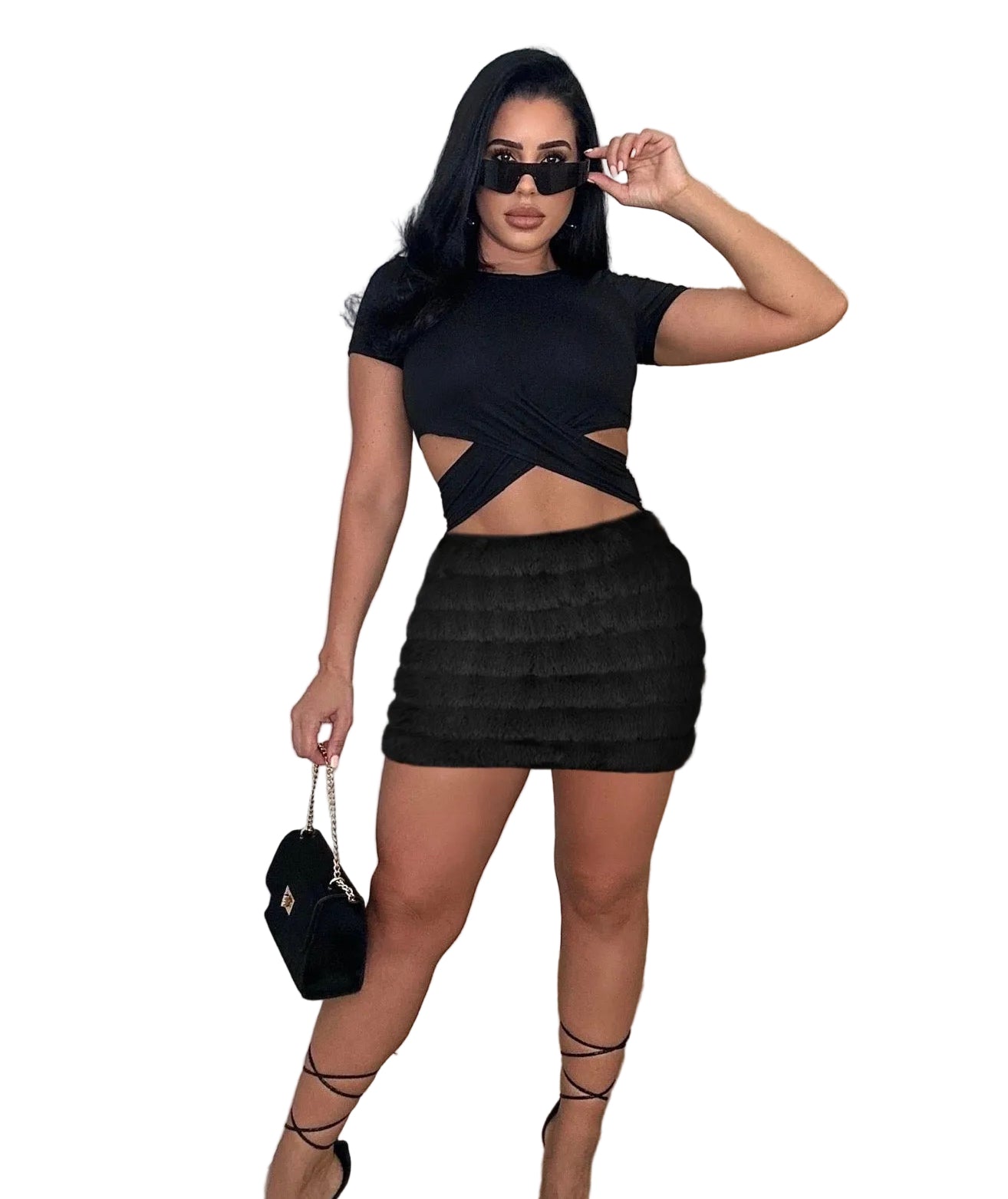 Women autumn and winter zipper plush skirt