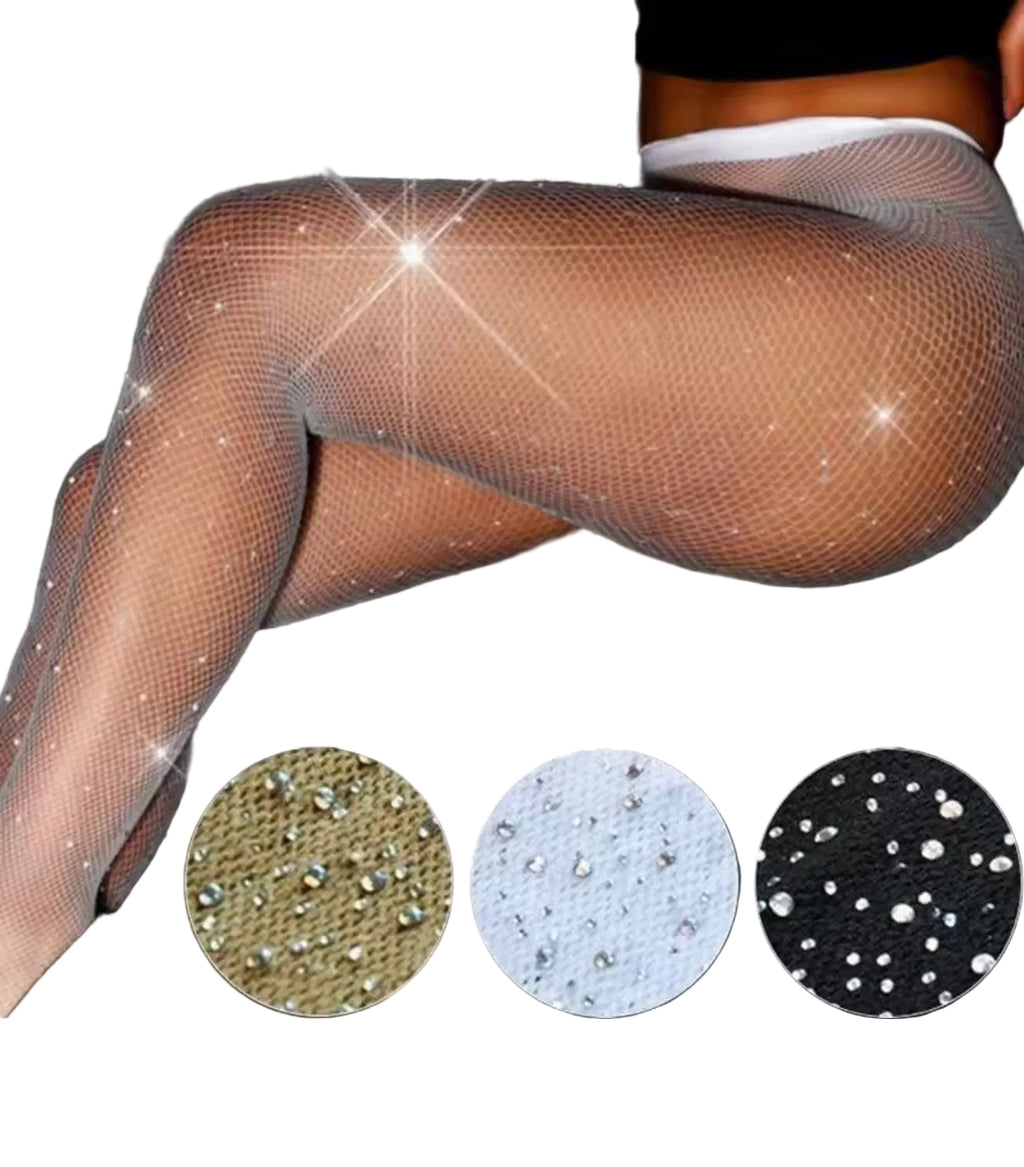 Rhinestone Diamond Fishnet Pantyhose
