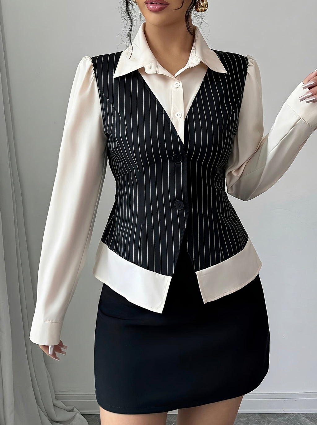 Women Fall/Winter patchwork striped lining
