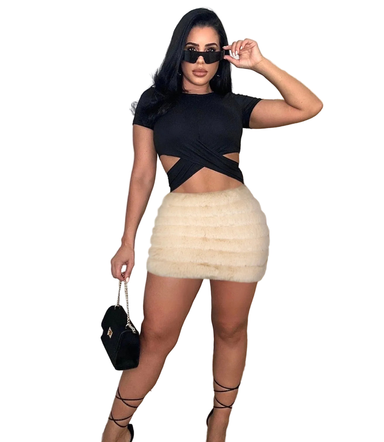 Women autumn and winter zipper plush skirt