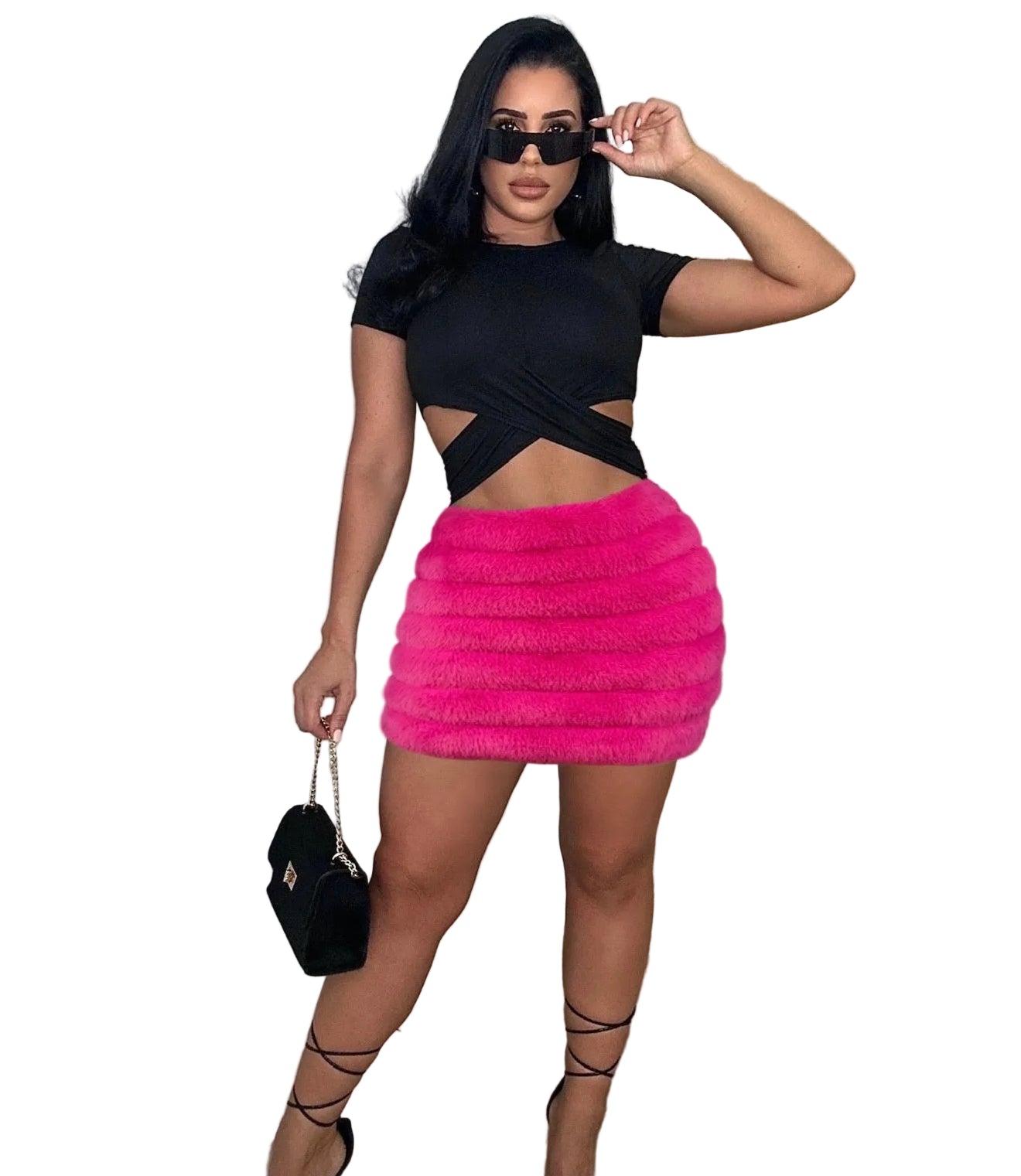 Women autumn and winter zipper plush skirt