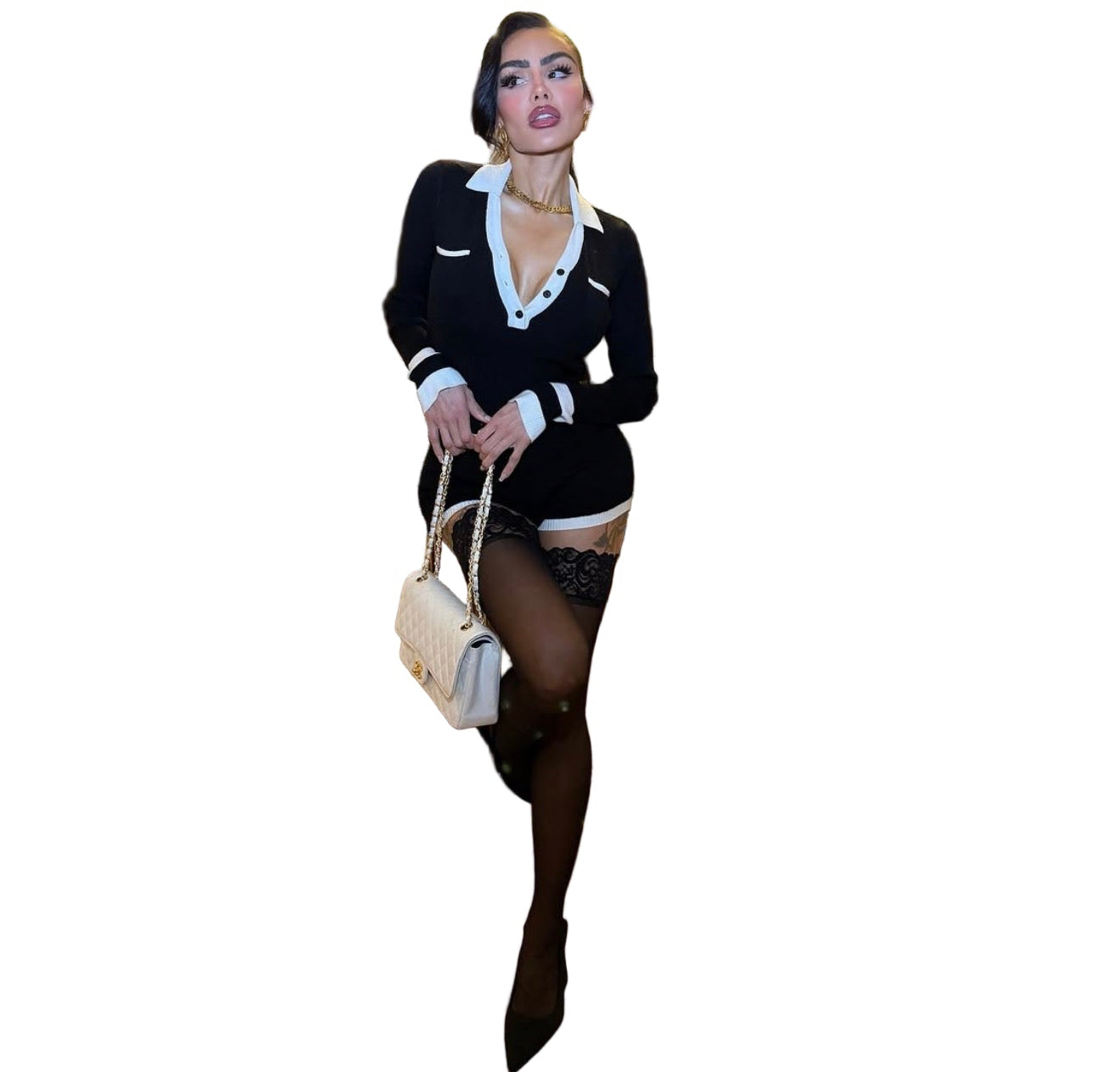Women Autumn Sexy Long-Sleeved Solid Shirt Collar Romper