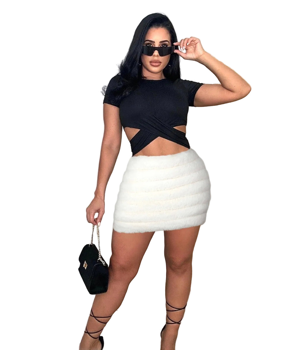 Women autumn and winter zipper plush skirt
