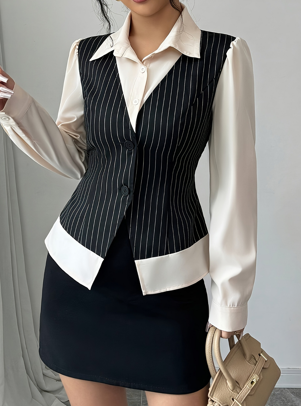 Women Fall/Winter patchwork striped lining