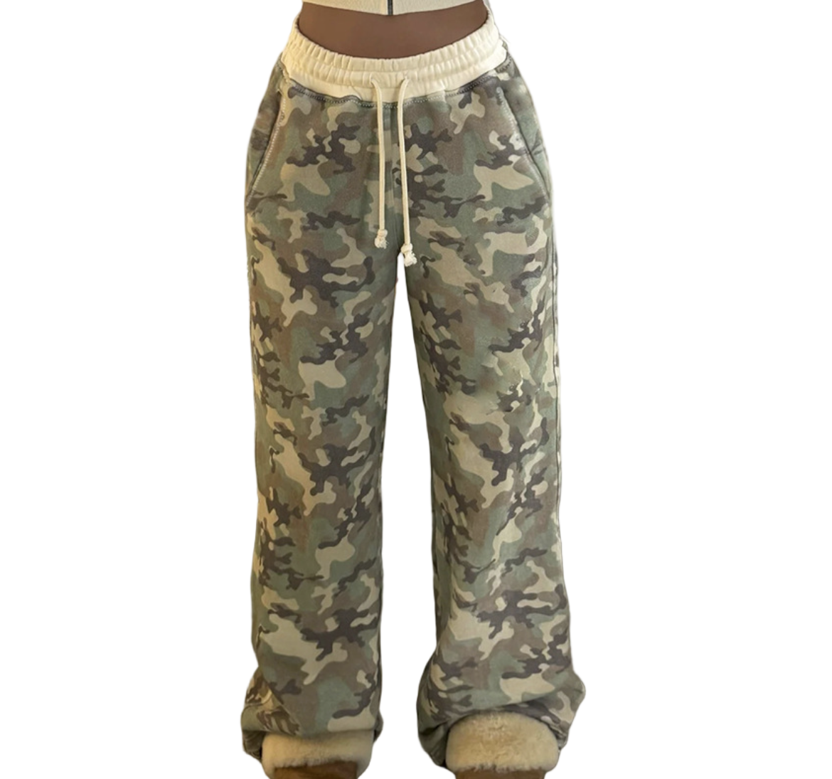 Women Casual Camouflage Long-Sleeved Hoodies and Pants Two-Piece Set