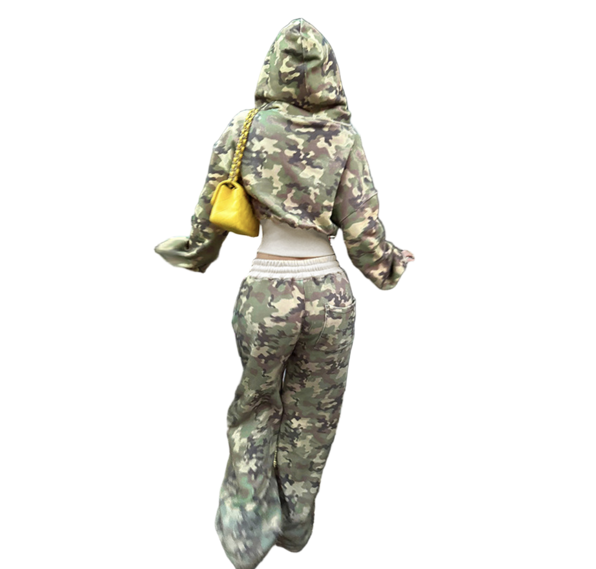 Women Casual Camouflage Long-Sleeved Hoodies and Pants Two-Piece Set