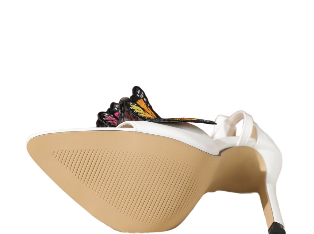 Women summer sandals Heels Sandals Embroidered Butterfly Decorated High Heeled Lace-Up Sandals