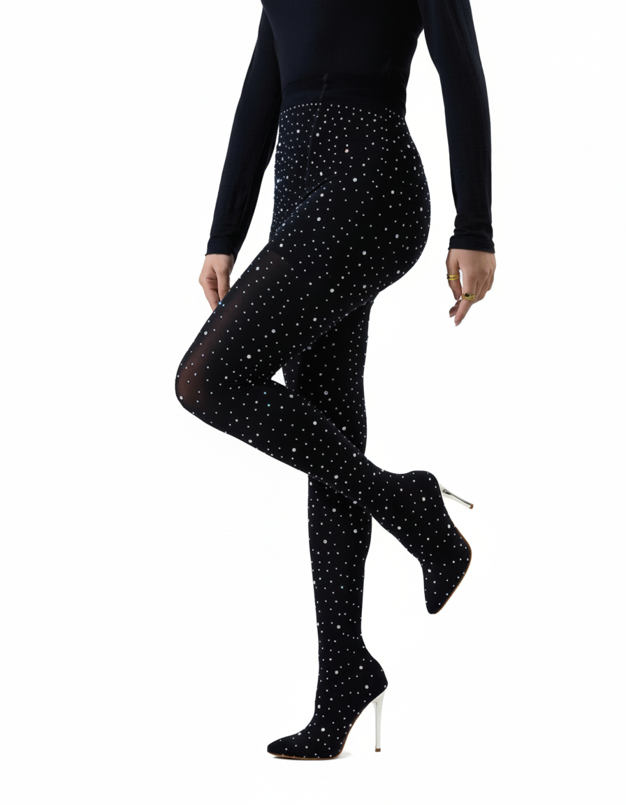 Women Rhinestone High Heel Pointed Trouser Boots