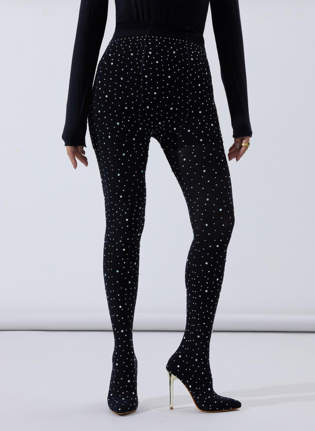 Women Rhinestone High Heel Pointed Trouser Boots