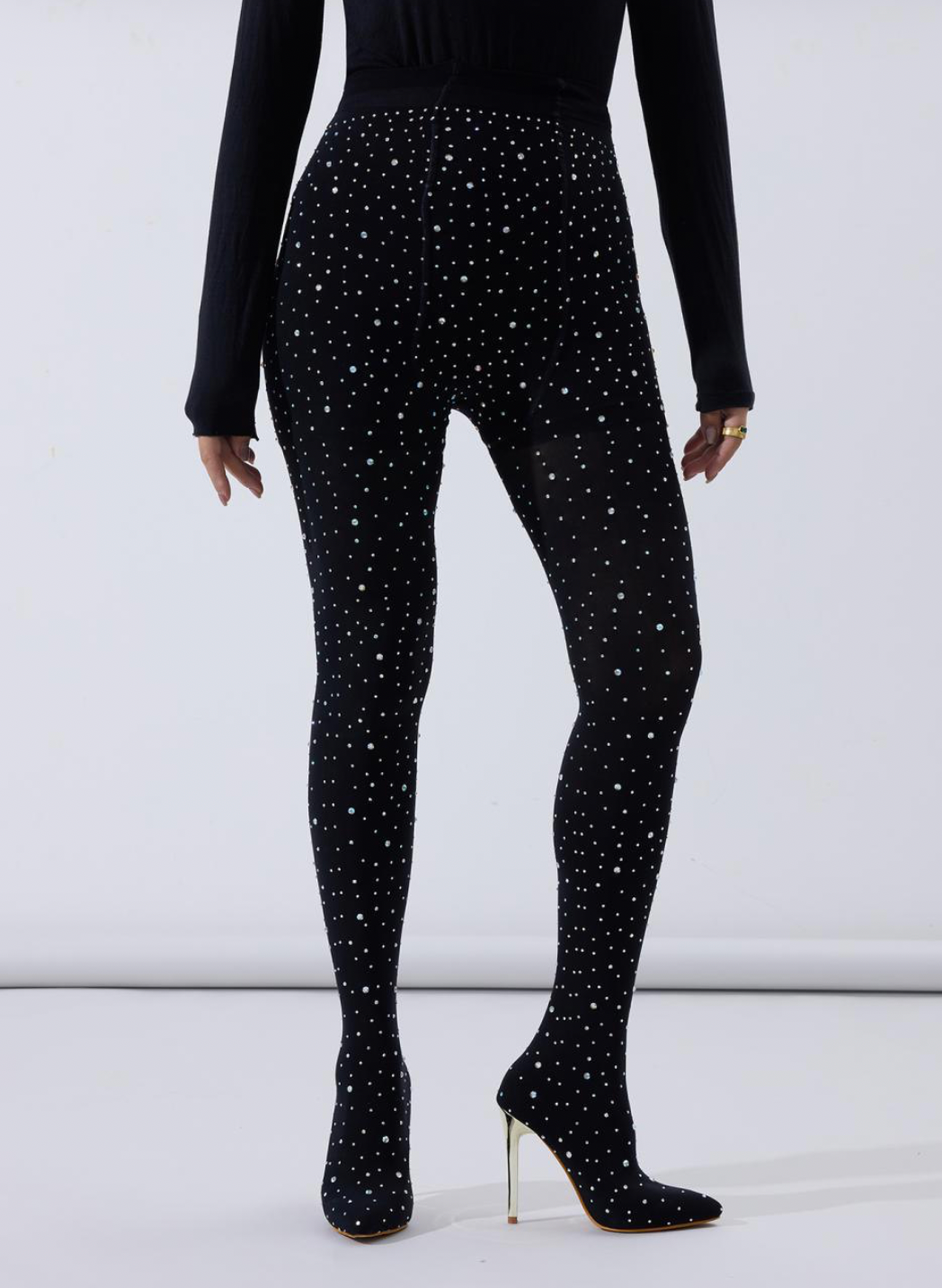 Women Rhinestone High Heel Pointed Trouser Boots