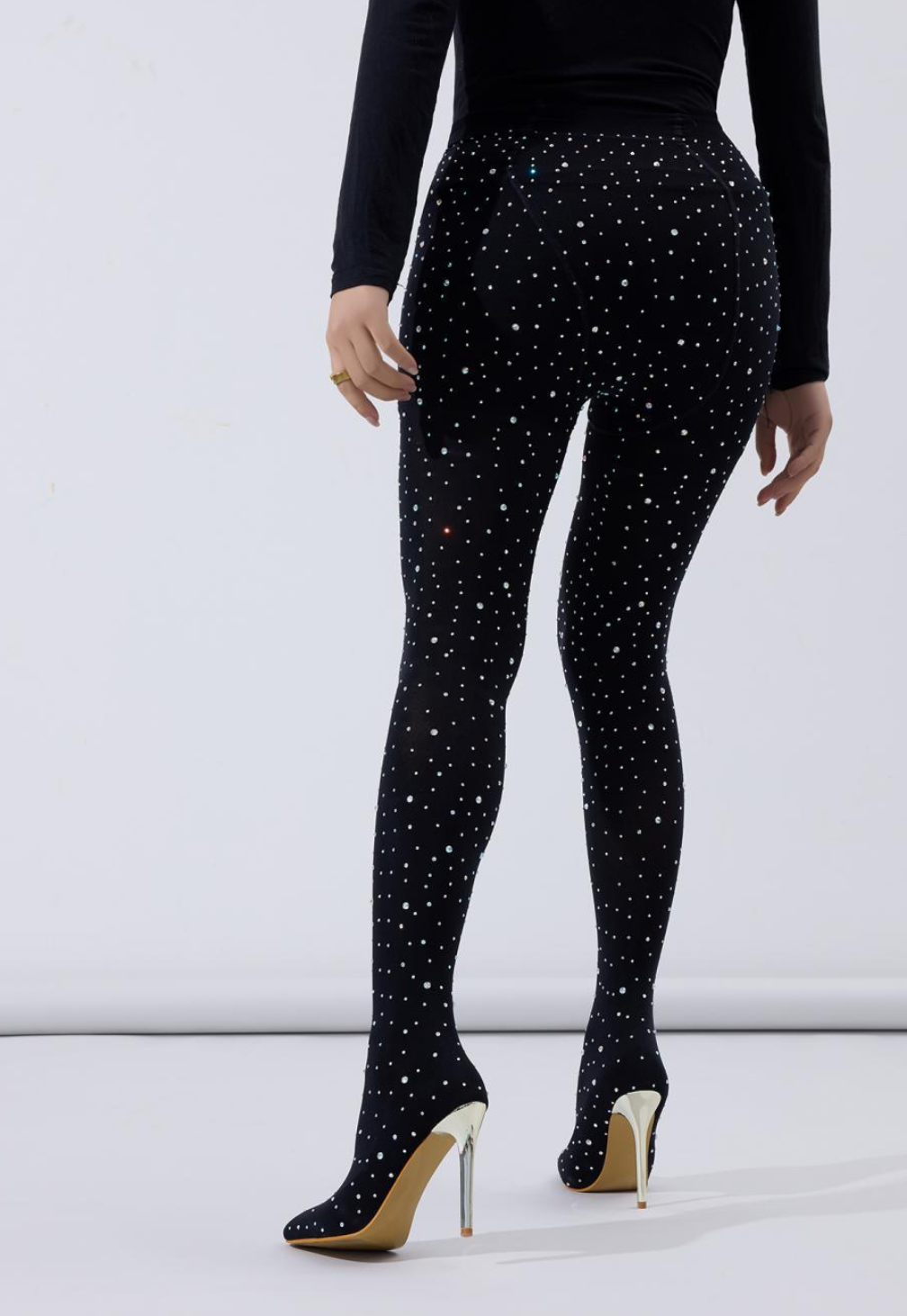Women Rhinestone High Heel Pointed Trouser Boots