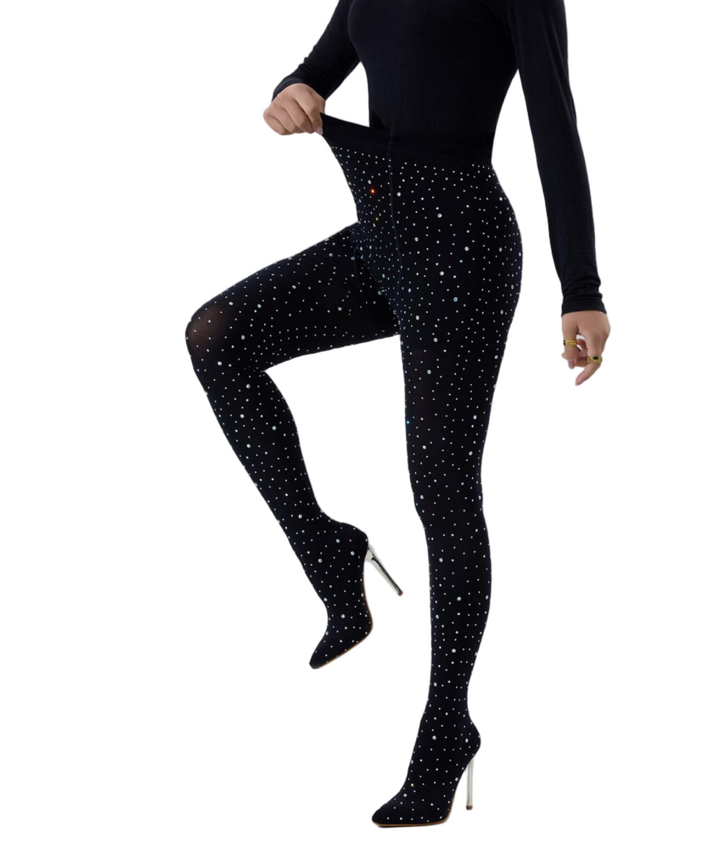 Women Rhinestone High Heel Pointed Trouser Boots