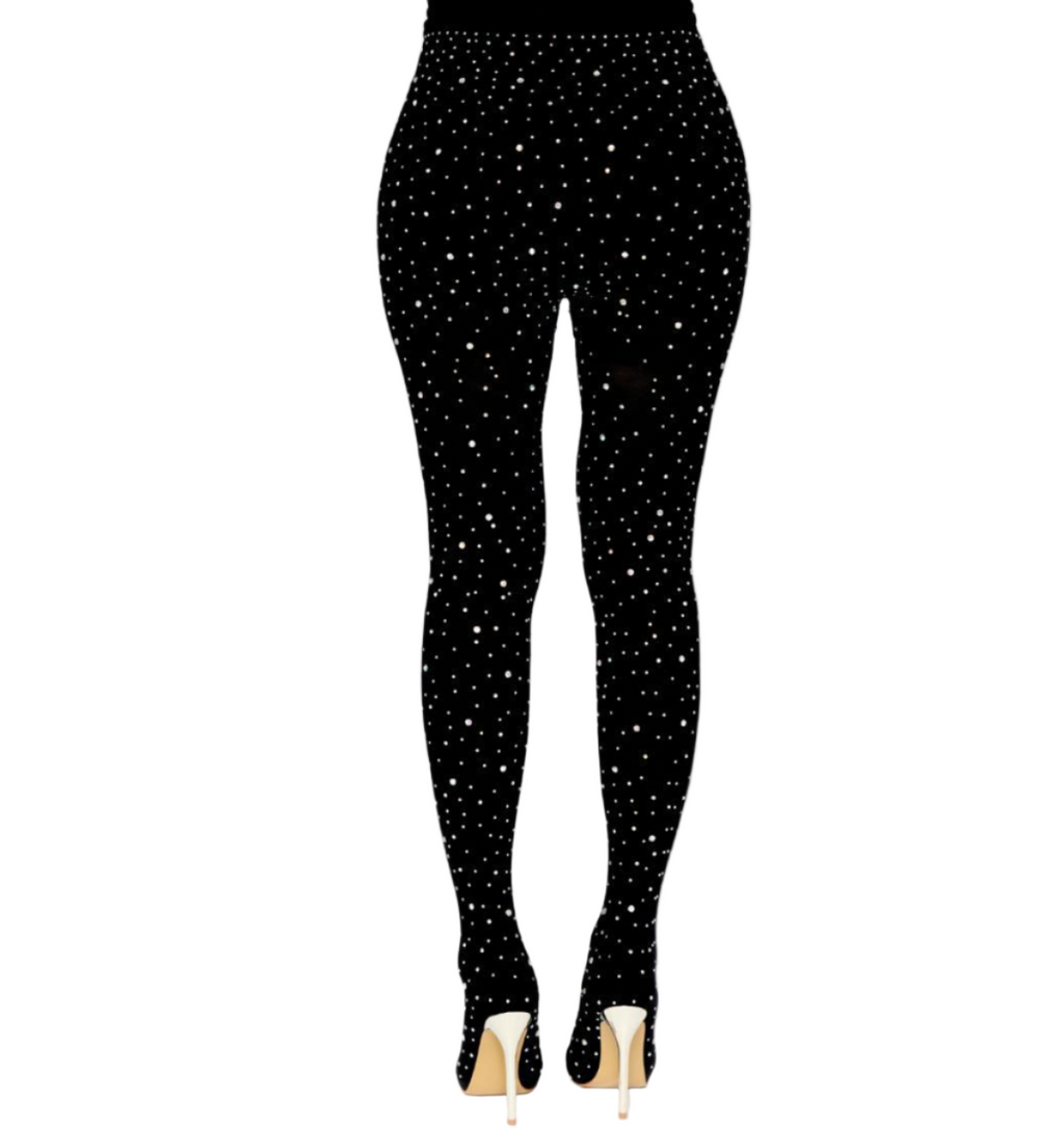 Women Rhinestone High Heel Pointed Trouser Boots