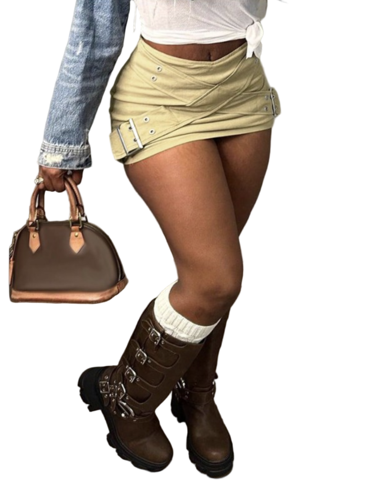 Cross Lace-Up Bodycon Summer Slim Fit Denim Skirt