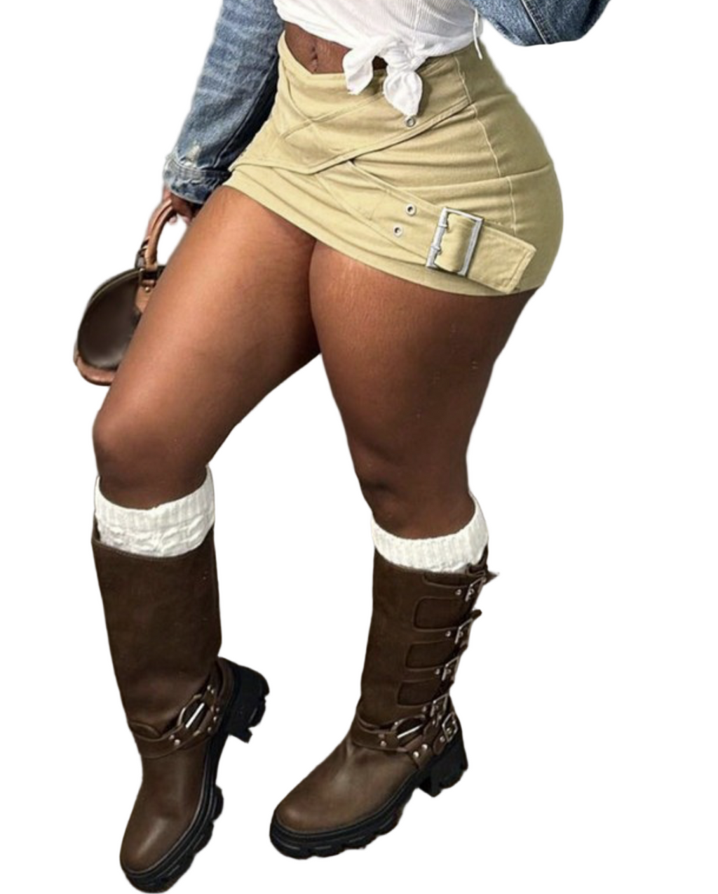 Cross Lace-Up Bodycon Summer Slim Fit Denim Skirt