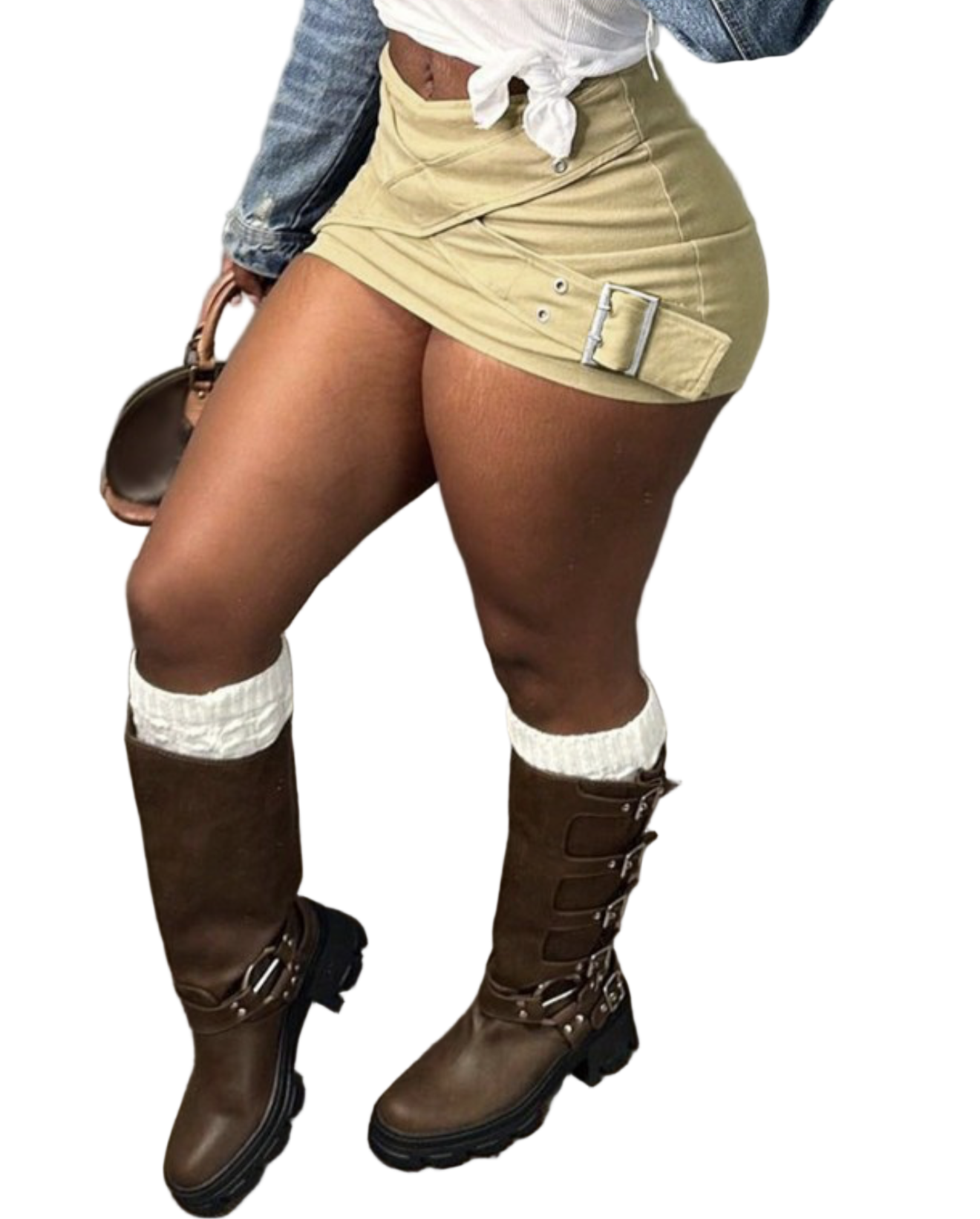 Cross Lace-Up Bodycon Summer Slim Fit Denim Skirt