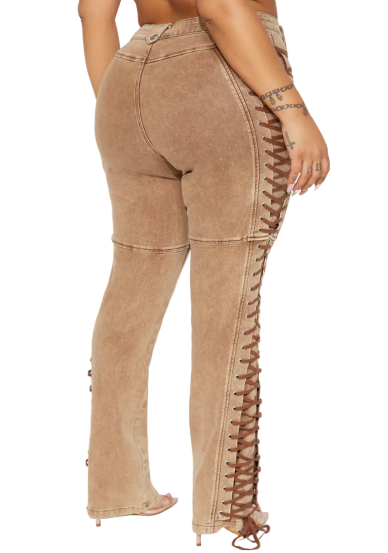 Women Trendy Lace-Up Denim Pants