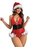Christmas Women Red Bodysuit Sexy Lingerie