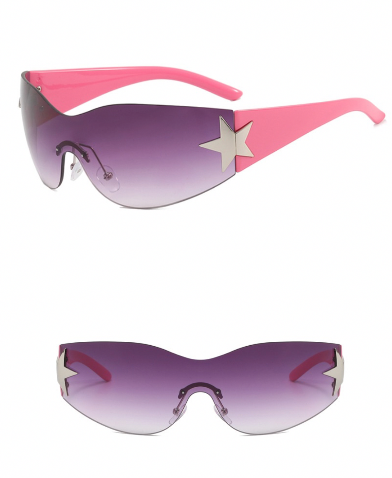 Women Rimless You Make Me See Stars One-Piece Aviator Sunglasses