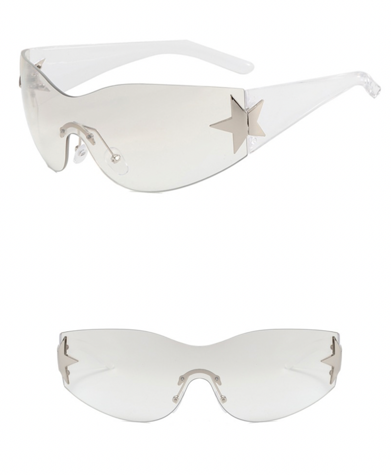 Women Rimless You Make Me See Stars One-Piece Aviator Sunglasses