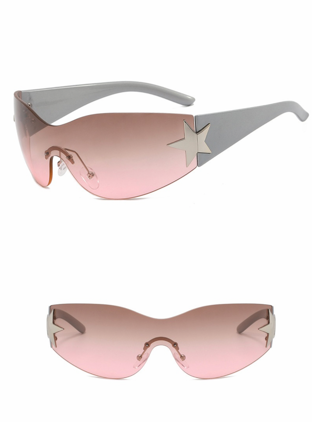 Women Rimless You Make Me See Stars One-Piece Aviator Sunglasses