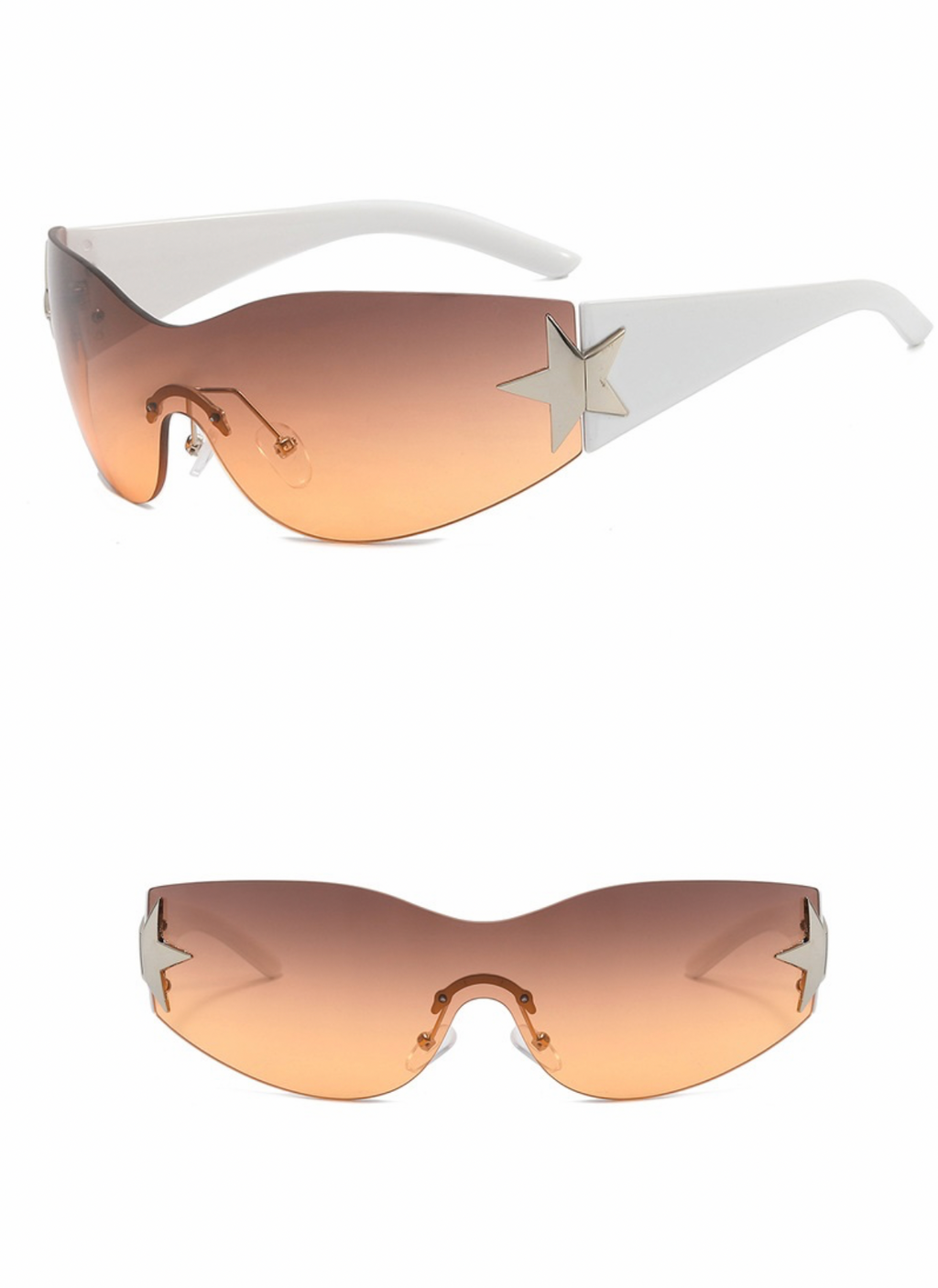 Women Rimless You Make Me See Stars One-Piece Aviator Sunglasses