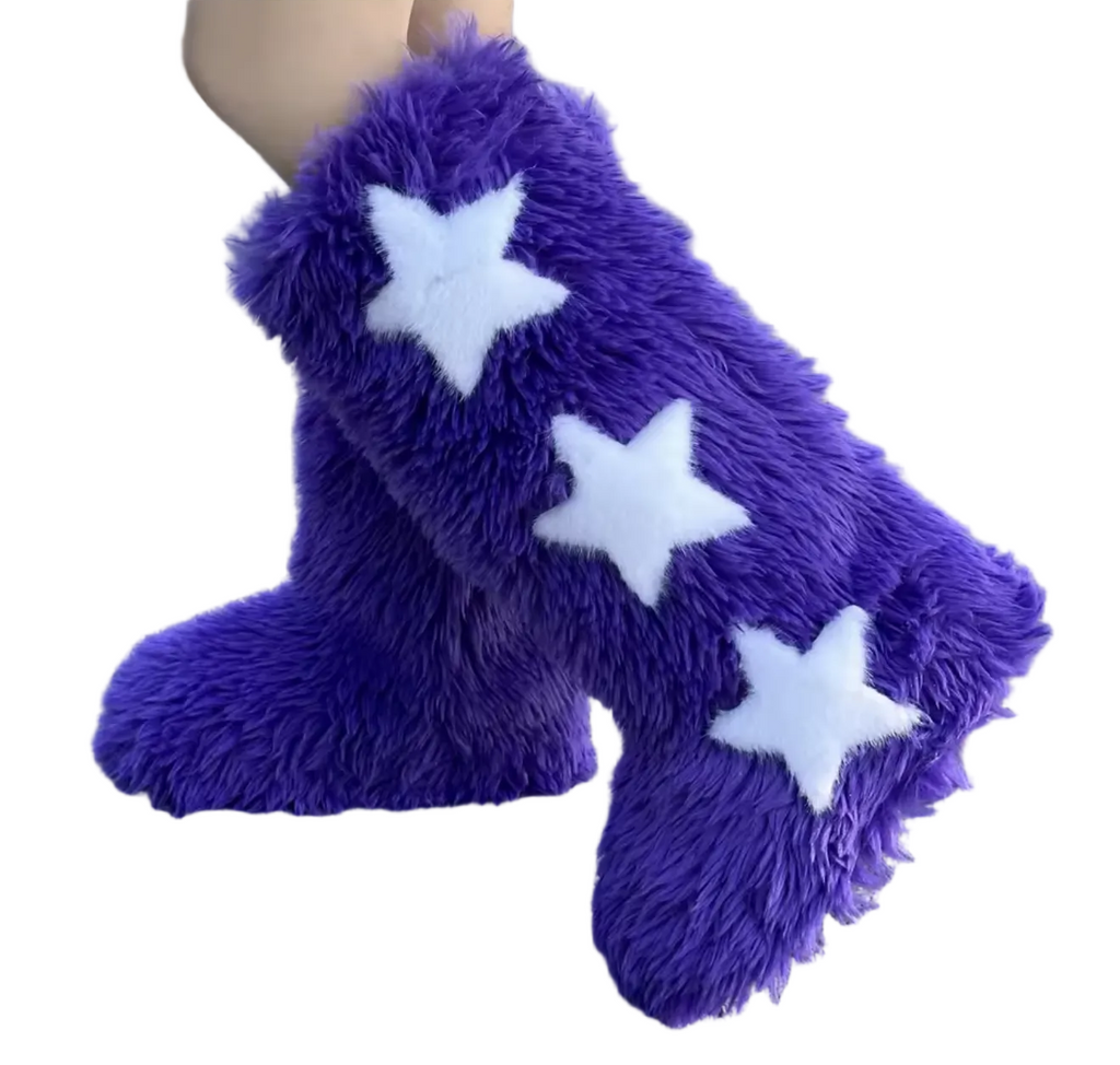 Luxury Women Fluffy Faux Fur High Tube Snow Boots Long Fur Mongolian Wool Boots Knee High Boots Ankle