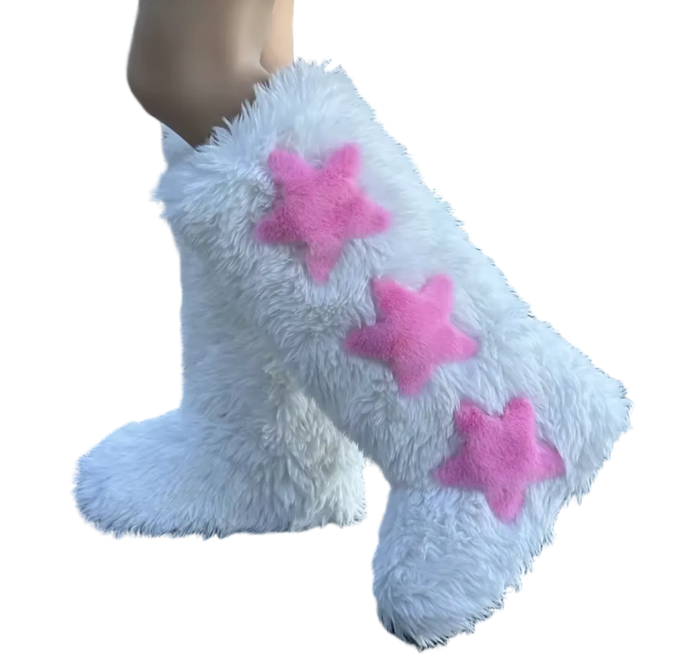 Luxury Women Fluffy Faux Fur High Tube Snow Boots Long Fur Mongolian Wool Boots Knee High Boots Ankle