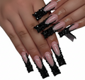 24-piece long french nails, ribbon, and press-on nail tips, wearable coffin nail tips