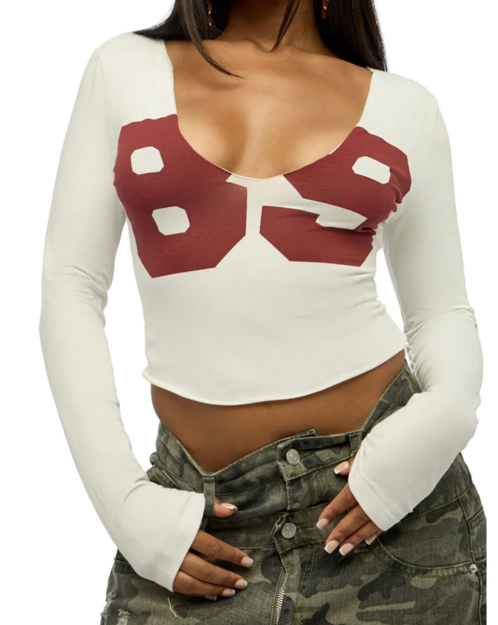 V-neck long sleeve t-shirt