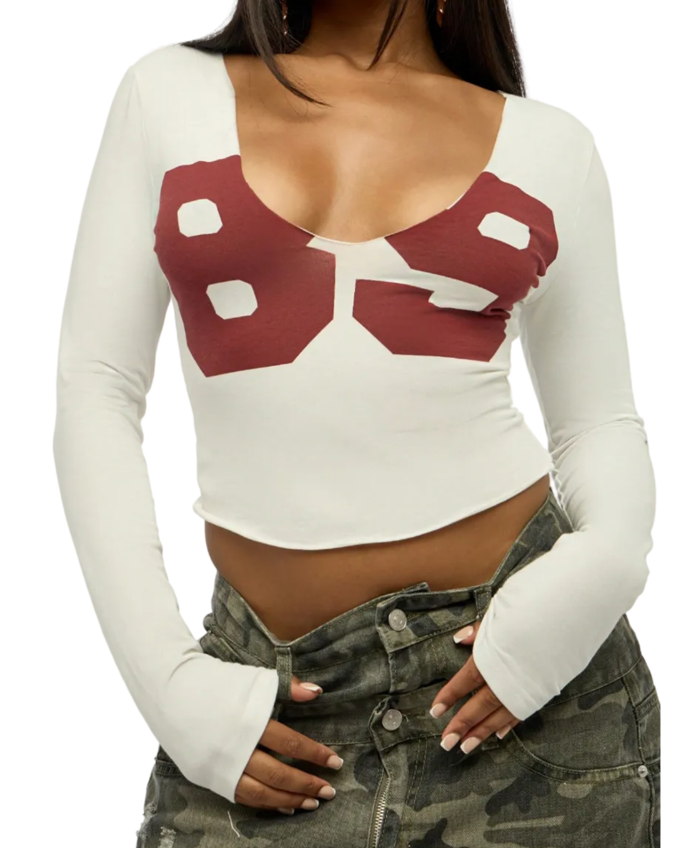 V-neck long sleeve t-shirt