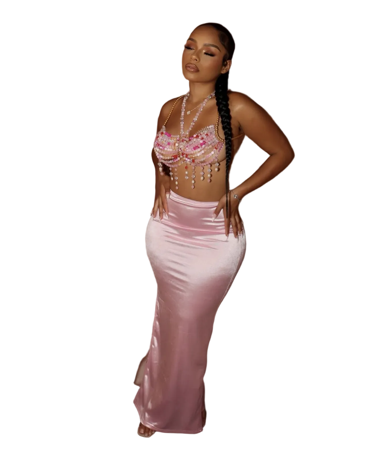 Women's Satin Slit Slim Skirt