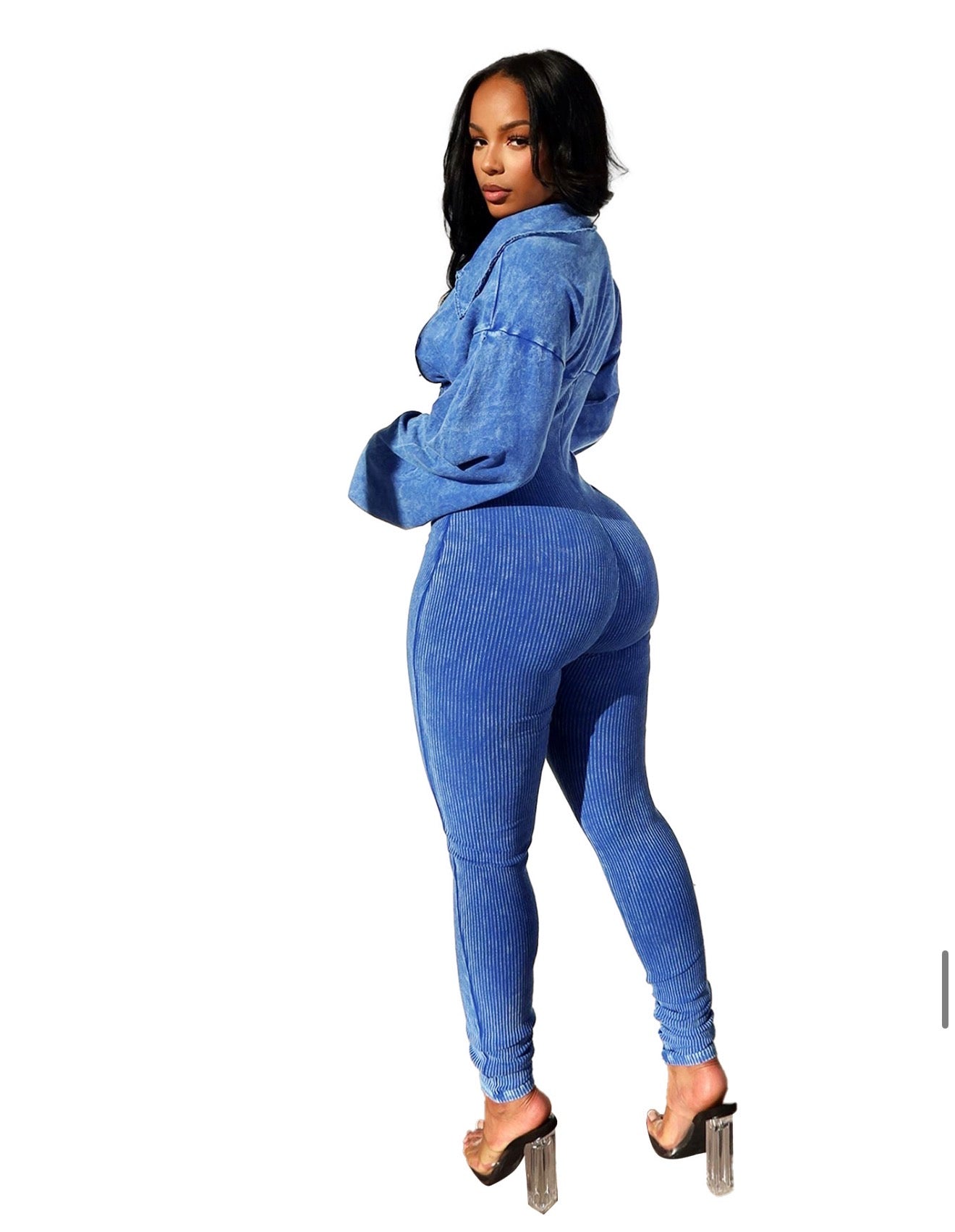 Comfy Chic V-Neck Ribbed Jumpsuit - Women's Loungewear