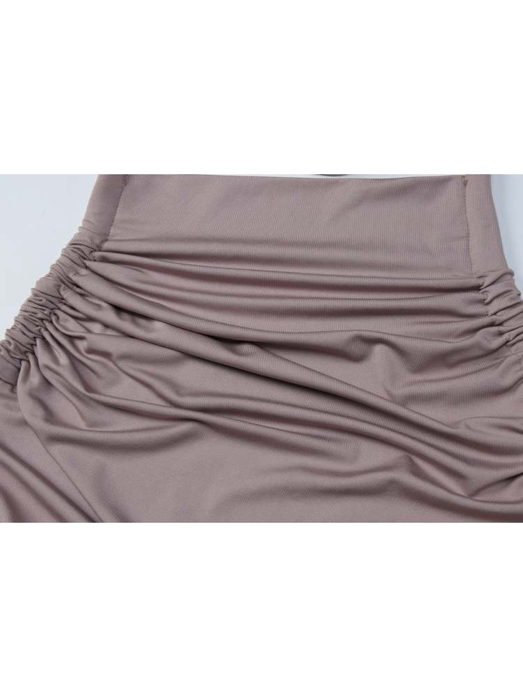 Halter Tie-wrap Backless Pleated Sleeveless Dress