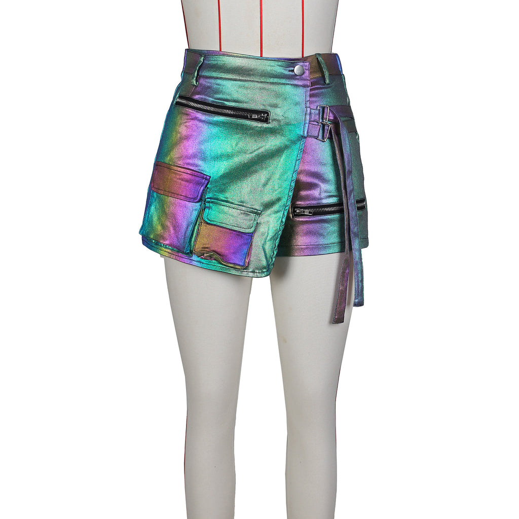 Women'S Summer Fashion High Stretch Irregular Pocket Cargo Shorts